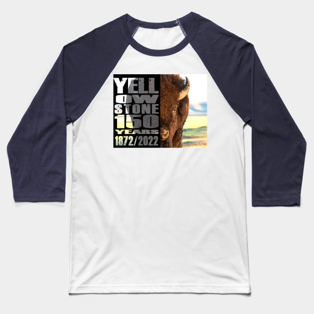 Bison in Nature Yellowstone 150 Year Celebration - Yellowstone 140 years Baseball T-Shirt by Smyrna Buffalo